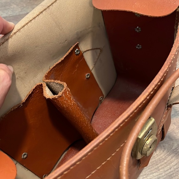 1950 Genuine Cowhide Camera Bag Multi-Use Handbag Vintage Leather Tote USA - Picture 11 of 16